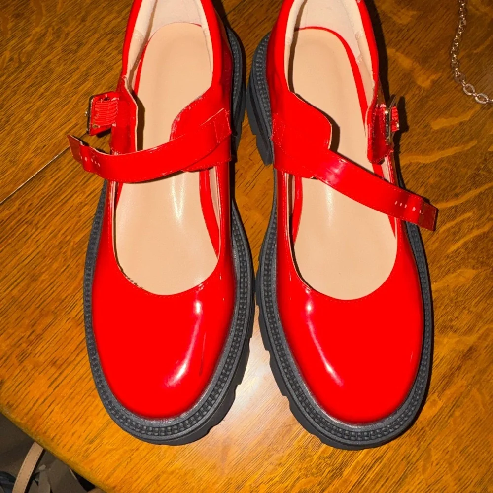 Red Patent Leather Mary Jane Shoes